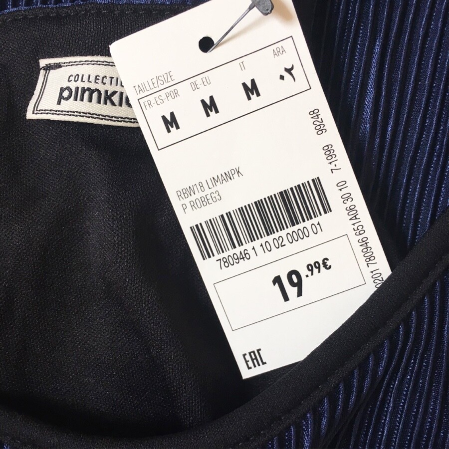 Robe Pimkie Bleu Satin Plissée - Taille M - Longueur 88 Cm - Neuf Avec étiquettes