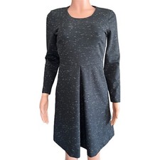 Madewell Dress Womens Size 4 Black Heather Long Sleeve Fit & Flare Zip Back