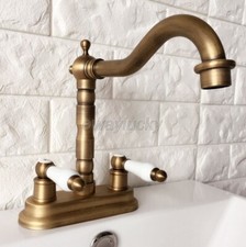 Antique Brass 4" Centerset Swivel Bathroom Kitchen Sink Basin Faucet Mixer Tap