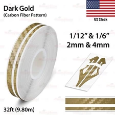 1/2" 12mm Vinyl Pinstriping Styling Double Line Sticker CARBON FIBER DARK GOLD