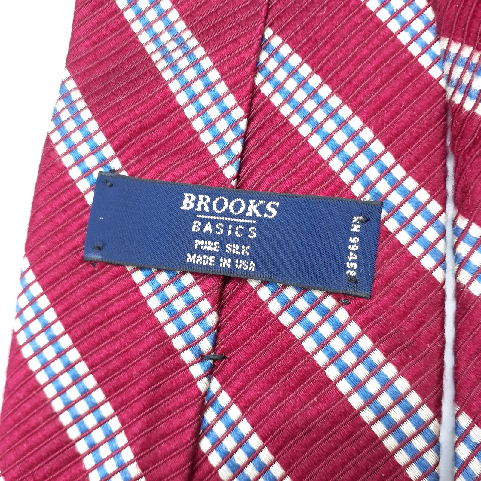 Brooks Brothers Basics Geometric Stripe Silk Necktie Red White Blue Tie 58x3.75 thumbnail 6