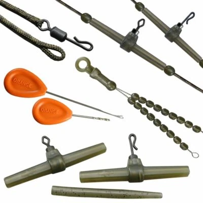 Side Band SETS Anti Tangle Sleeves Stopper für Leadcore Leader Life ORANGE Khaki