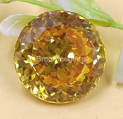 Natural Certified 73 Ct Faceted Round Cut Rare Yellow Spinel Loose Gemstone 4JKH