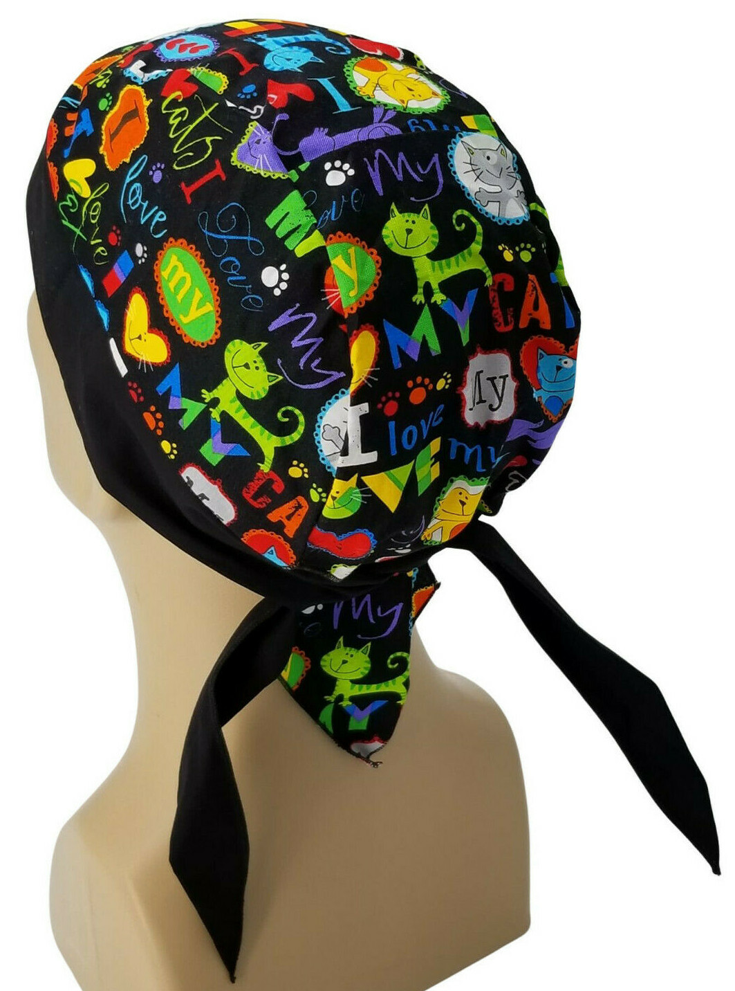 I Love Cat Bandana Headwrap Skull Cap Dorag Motorcycle Doo Dew Hair Scarf Cotton Ebay