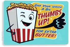 TIN SIGN Thumbs up Popcorn Metal Décor Wall Art Theater Kitchen Store Bar A652
