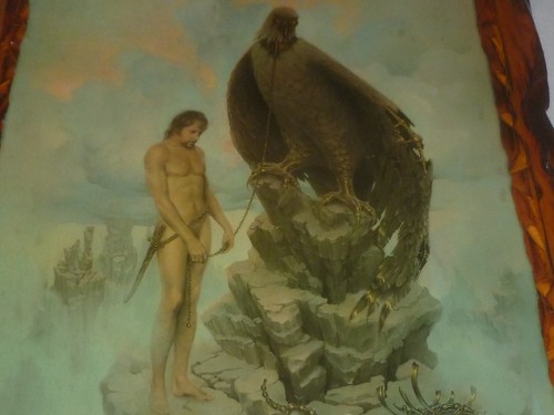 JOHN PITRE CONFICT VINTAGE PRINT ON CARVED WOOD FALCON EAGLE ART FANTASY 1970S - 第 6/9 張圖片