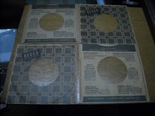 DECCA 45 SLEEVE. LOT OF 4. 19'50'S SHOWING BOTH SIDES.