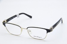 NEW SALVATORE FERRAGAMO SF 2148 001 BLACK SHINY GOLD AUTHENTIC EYEGLASSES 52-17