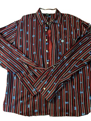 phat farm dress shirts Phat Farm XXL Men's Dress Shirt Phat Print Stripes Long Sleeve