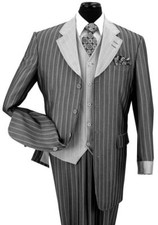 New Men's 3 piece Luxurious Classic Gangster Pinstripe Wool Feel Suit
