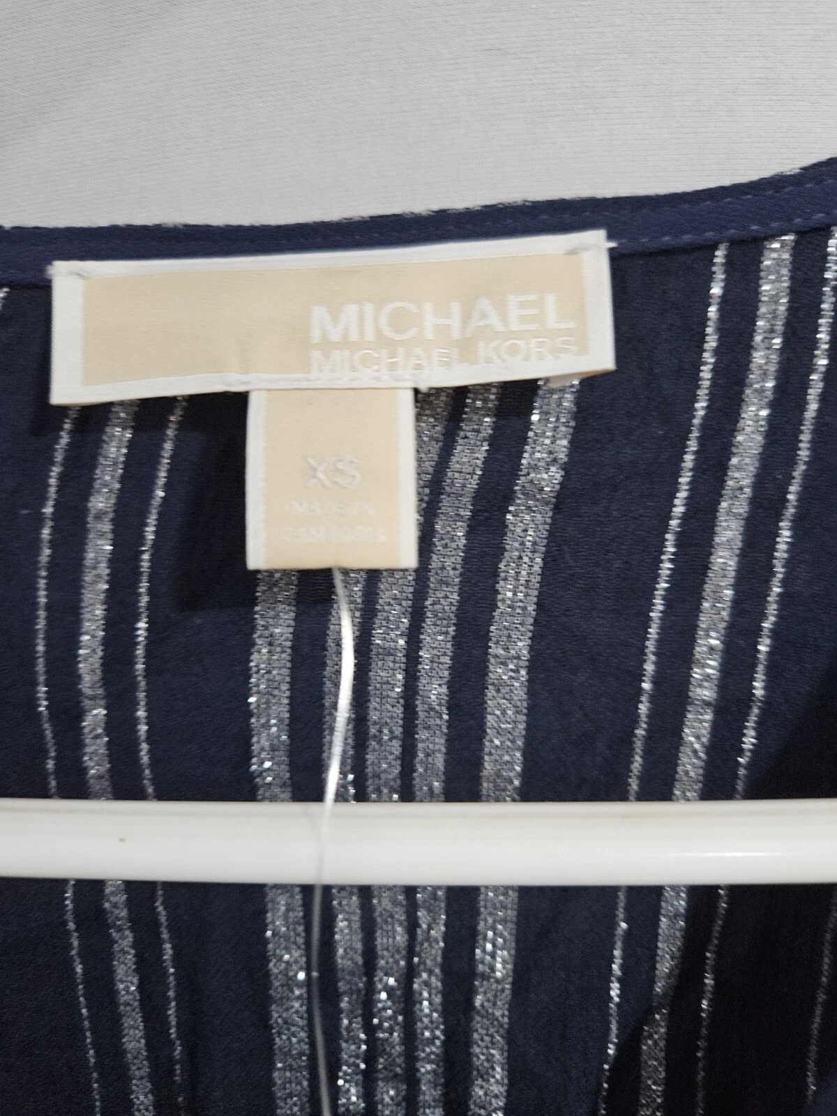 Abito avvolgente Michael Kors nuovo con etichette petali crepe arricciato donna XS blu mezzanotte