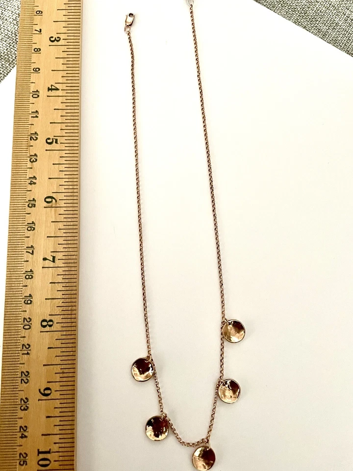 Collar de disco relleno de oro rosa de 14 K cadena Rolo Foto 2 de 4