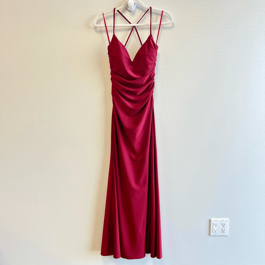 strapless open back dress La Femme 33531