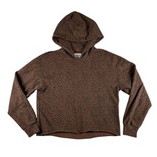 Abercrombie  Fitch Hoodie Sweatshirt Womens Small Leopard Pullover Raw Hem