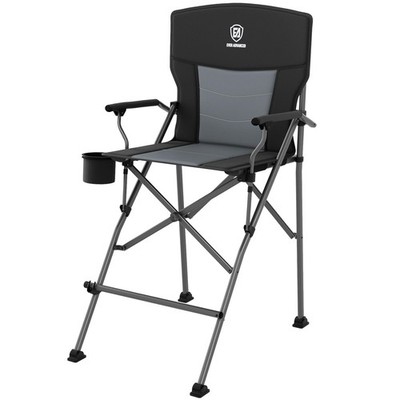 EVER ADVANCED Tall Camping Directors Chair with Cup 31'' Seat Height, Black 