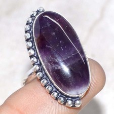 Natural Amethyst 925 Silver Plated Handmade Ring US 9 Stylish Gift JW