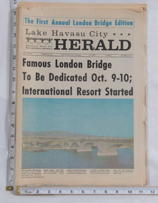 Rare Historic Newspaper London Bridge Lake Havasu AZ 1st Ed. 1971 McCulloch Corp