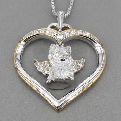 Vintage Bradford Exchange Sterling ''My Little Angel'' Cat Heart Pendant Necklace