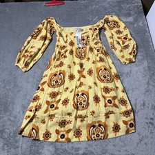 Urban Outfitters NWT Catarina Linen Off The Shoulder Mini Dress Sz XS Floral