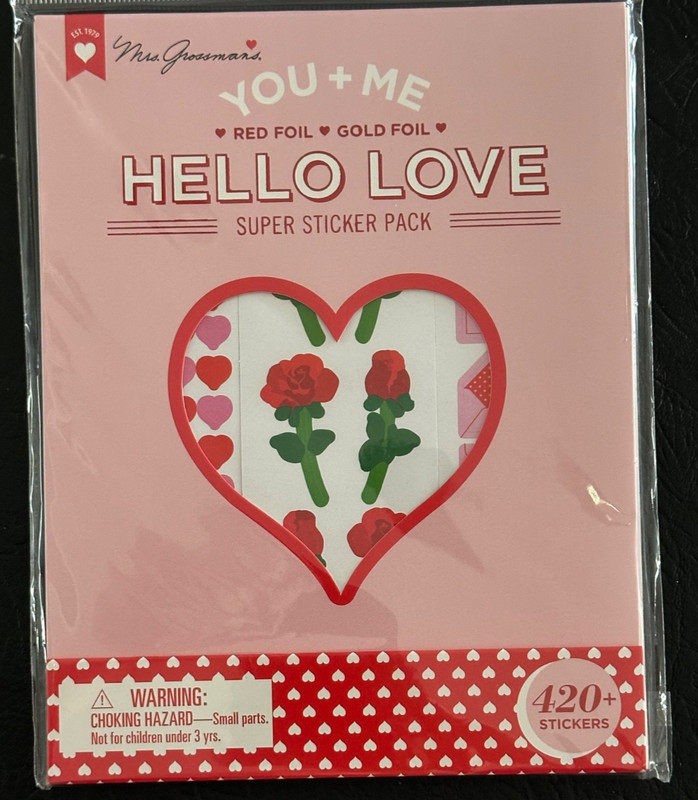 Very RARE 2017 Mrs. Grossman HELLO LOVE  Sticker Pack~ 21 Strips~420+ Stickers