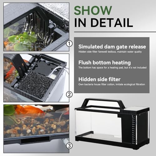 Small Fish Tank with Filter and Light - 1.2 Gallon Aquarium Starter Kit with - Bild 5 von 7