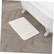Laura Ashley Ruffle Border 100 Cotton Bath Rug, Ivory, 17"x 24"