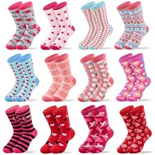 MGparty 12 Pairs Valentine  s Day Socks for Women, Cute Love Heart Crew Socks,