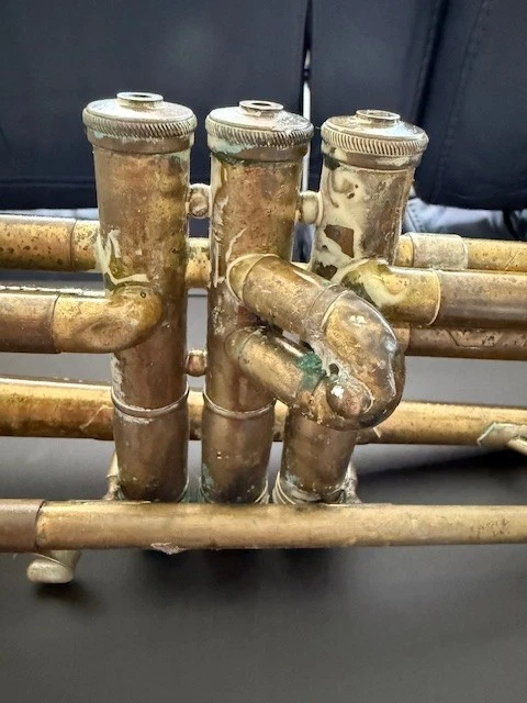 Trompeta Embajador De Colección FE Olds & Son Ambassador Latón Antiguo Para Piezas 272417 Foto 3 de 4