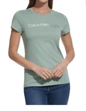 Calvin Klein Jeans Women's Short Sleeve Tee, Green, Size XL