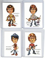 THE MONKEES (4 CARDS) ART PRINTS MICKY DOLENZ PETER TORK (ONLY 7 SETS LEFT!)