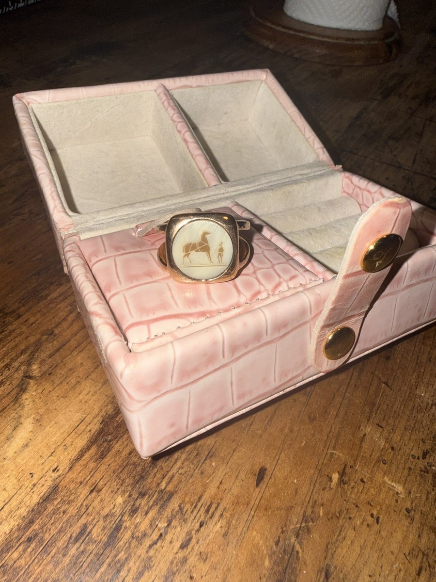 アクセサリー Hermes Corozo Ring Rose Gold/Pink/l Authentic Vintage HERMES Corozo Ring Gold Plated Women, Size 8.25