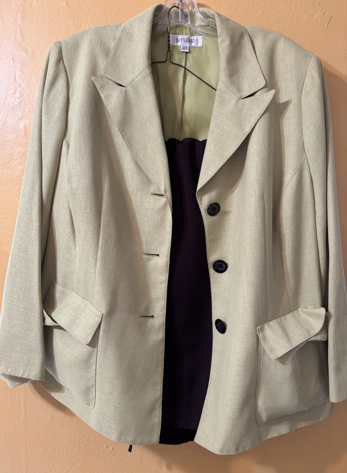 Traje de 2 pantalones verdes Suit Studio para mujer talla 24 Foto 4 de 4