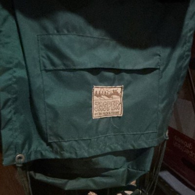 Jasper Nylon Green External Frame Hiking Backpack 3 Pockets Drawstring Zip