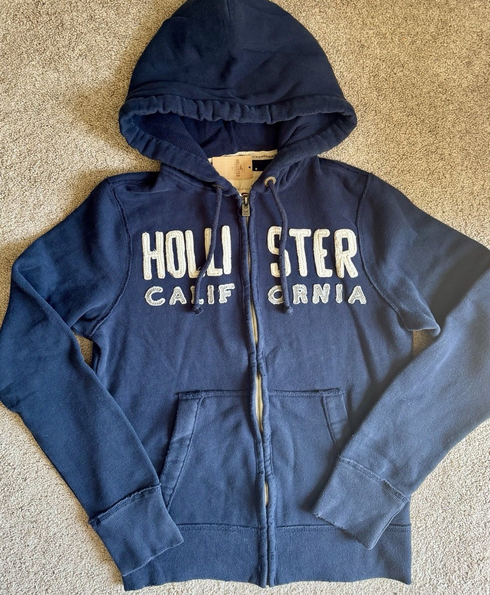 Hollister Men's Zip Up Hoodie Navy Dudes Size Small | eBay