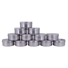 12 PCS Silver 6oz 180ml Empty Round Aluminum Tin Cans Screw Top Storage Jars