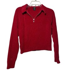 Red Guess quarter-zip ribbed sweater Size M.