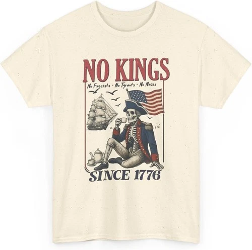 Men's Heavy Cotton Tee - No Kings in America Graphic Design - product listing photo