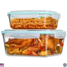 Large Glass Food Storage Containers 122oz+50oz with Airtight Lids, BPA-Free