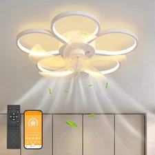GoYeel 19.69 in. White Modern Dimmable Low Profile Flower Shape LED Ceiling Fan