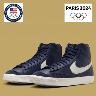 Nike Women s Blazer Mid '77 Sz 9.5 Olympic Paris Games Midnight Navy/Sail | $105