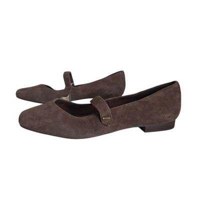 New TOMS Women s Brown Suede Mary Jane Flats Size 12 Leather Upper