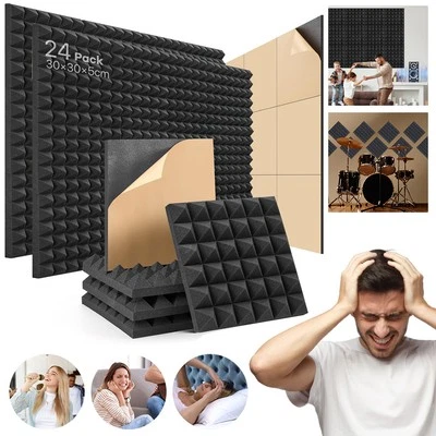 MARKENLOS Raum Akustik Schall Dämmung Schaumstoff Schallschutz Schalldämmatten 30x30x5cm