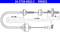 Neu - Ate 24.3728-0822.2 Seilzug, KupplungsbetäTigung FüR Peugeot