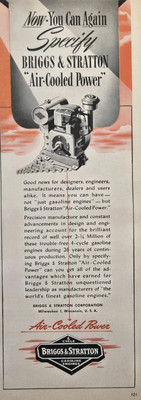 #ad Briggs amp; Stratton Air Cooled Power 4 Cycle Milwaukee WI Vintage Print Ad 1945 $14.77