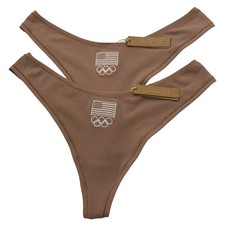 SKIMS Soft Lounge Rib Dipped Thong Team USA Lot of 2 Sienna Large