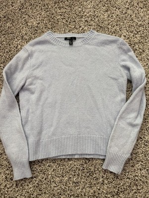 MNG Suit Blue Solid Crew Neck Knit Pullover Sweater Alpaca Blend Women s S