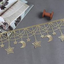 3 Yards Star Gold Lace Trim Tassels Fringe Ribbon Costume Party Decorations