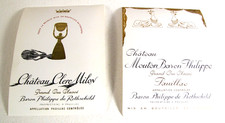 2 Vtg Wine Labels Mouton Baron Philippe de Rothschild Grand Cru Classe Pauillac