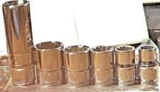 6-PowerBuilt 3/8” Drive Sockets, Hardly Used, 5- 12pt / 1- 6Pt Sp plg.