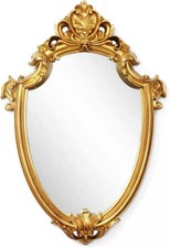 Eaoundm 16.5 X 11 Inch Antique Mirror Shield Shape Brush Gold Vintage Mirror